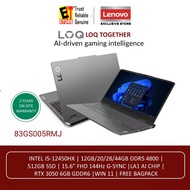 LENOVO LOQ AI GAMING LAPTOP 83GS005RMJ (I5-12450HX/12GB RAM/512GB/15.6FHD 144HZ/6GB NVIDIA RTX3050 /LA1 CHIP/W11/BAG/2Y)