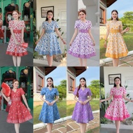 Kety Smile Batik Dress V-Neck Flared Skirt 8 Pieces Glued Throughout The Must Have It (S-5XL) N552