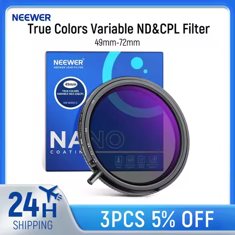 NEEWER True Colors Variable ND Filter ND2-ND32 & CPL, 2 in 1 Adjustable Neutral Density and Circular