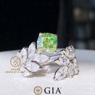 新品設計款💚👑！ GIA 1.51ct Green Diamond Ring！ 性價比極高一隻設計款綠鑽戒指！ GIA 綠鑽1.50ct，FBGY/ SI1，色濃滿火彩！ 大粒fancy shape副