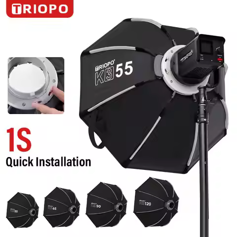 Triopo K3 55cm 65cm Quick-Setup Bowens Mount Octagon Softbox with Grid for Godox Aputure Sokani Stud