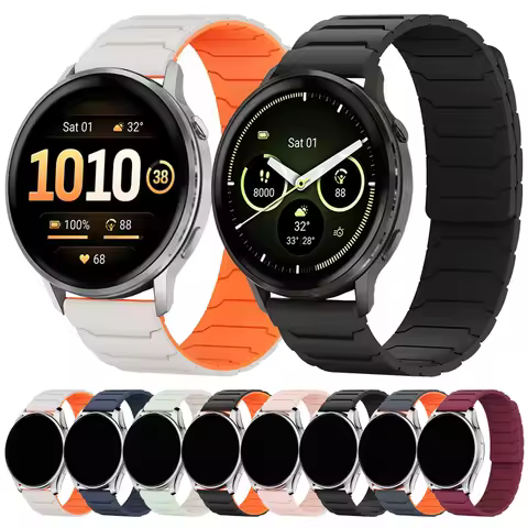 20 22mm Magnetic Silicone Watch Strap for Garmin Venu 3 4 45mm/Forerunner 265 255 570 165/Vivoactive