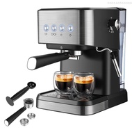 เครื่องชงกาแฟกึ่งอัตโนมัติ1050W แบบ All-In-One,เครื่องชงกาแฟชงกาแฟกึ่งอัตโนมัติ15บาร์พร้อมเครื่องหนีบผมเครื่องตีฟองนม/1/4ล. ถังน้ำ/ตะกร้าพกพา/ช้อนสำหรับคาปูชิโน่/ ลาเต้