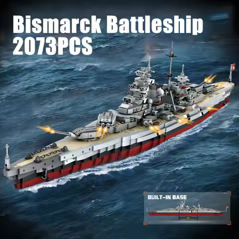2073PCS Bismarck Battleship Building Blocks Small Particle Bricks Model Toys Collection Desktop Orna