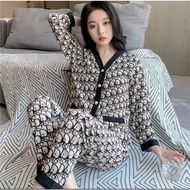 Korean Long Sleeve Cotton Pajama Sleepwear For Women