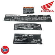 ORIGINAL HONDA STICKER INFO BAN DRIVE CHAIN WARNING STICKER