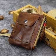 Men's Genuine Leather Zipper Coin Purse, Mini Leather Coin Purse Coin Purse Storage Bag, Retro Coin 