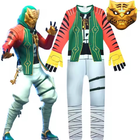 Fortnite Halloween Kids Costume Tiger Boss Jumpsuit Boy Birthday Carnival Funny Party Costumes Boys 