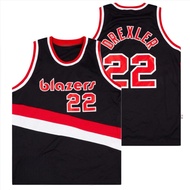 IMPORTED EMBROIDERY JERSEY BASKETBALL SHIRT CLASSIC PORTLAND TRAIL BLAZERS 22 CLYDE DREXLER BLACK
