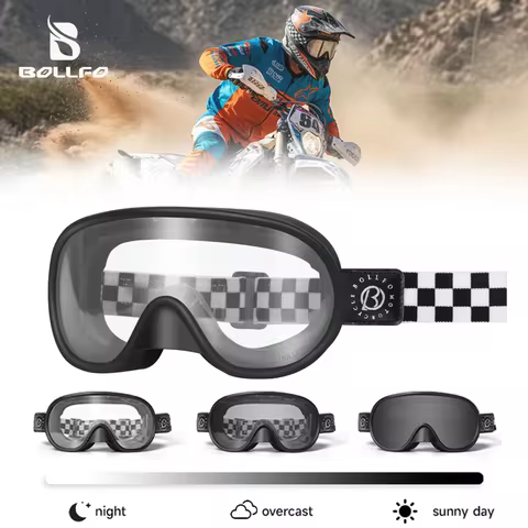Vintage Motorcycle Goggles Over Glasses Photochromic UV400 Dirt Bike Goggles for Men Women Dual-Cycl