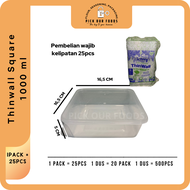 Thinwall SQUARE 1000 ML 1500ML/ 2000ML/ 3000ML/ Lunch Box/ Plastic Box/