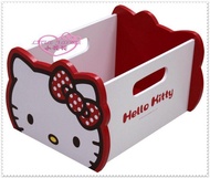 小花花日本精品♥Hello Kitty 收納盒 木製 置物櫃 造型置物架 飾品盒 襪子收納 紅大臉12020102