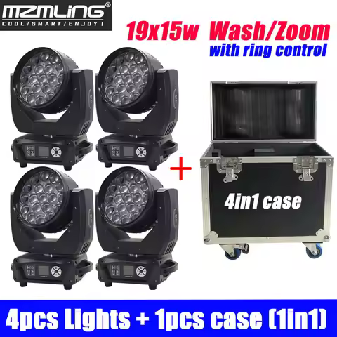 Ship From China 19x15w RGBW 4in1 Wash Light DMX512 Ring Control Moving Head DJ Stage