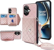 Wallet Case for OnePlus Nord N30 5G/CE 3 Lite with Crossbody Shoulder Strap and Stand Grid PU Leathe