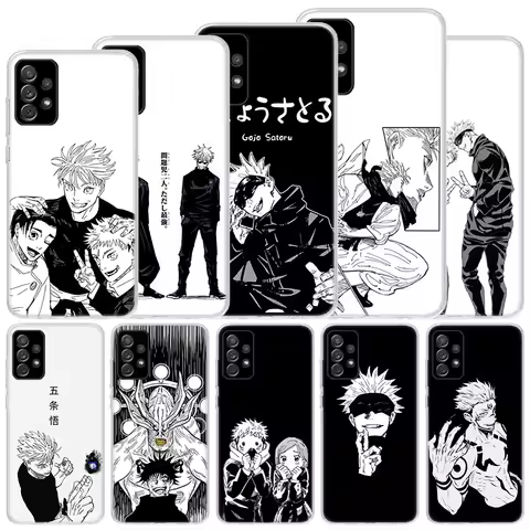 Black White Kaisen J-Jujutsu Soft Case For Samsung Galaxy A16 A15 A14 A13 A56 A55 A54 A53 Phone Cove