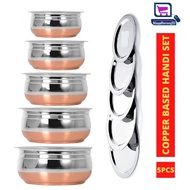 Stainless Steel Cookware Set with Lid 5pcs Pot Set Copper Bottom Milk Pot Biryani Tope Punjabi Patel