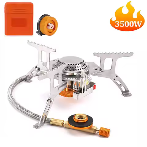 3500W Gas Stove, Outdoor Camping Mini Gas Stove, Foldable Split-Type Electronic Stove - Includes 1 A