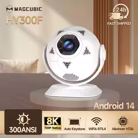 Magcubic Android 14 8K 300 Ansi MINI Projector LED Wifi6 BT5.4 HY300F Projectors Creative Football S