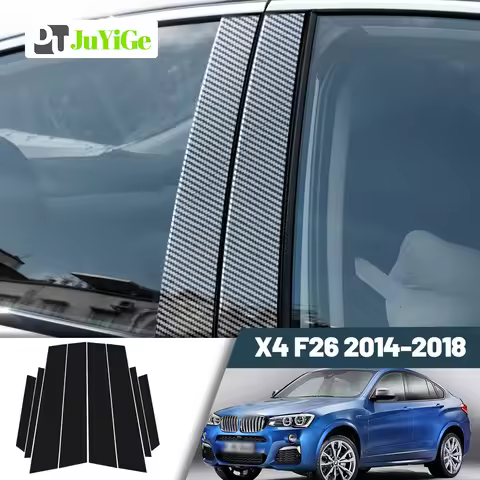 Glossy Black Carbon Fiber Window Door Deal B C Pillar Post Cover Sticker For BMW X4 F26 2014-2018 20