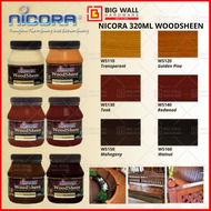 NICORA Woodsheen 320ml *Water Based Varnish Wood Paint *Wood Painting / Cat Kayu Cat Pintu Big Wall Hardware