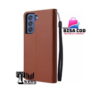 LEATHER CASE FLIP UNTUK SAMSUNG S21 FE -FLIP WALLET CASE KULIT SAMSUNG S21 FE - CASING DOMPET-FLIP