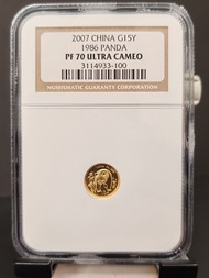 (NGC PF70 滿分) 2007年中國熊貓金幣發行25周年紀念金幣套裝-其中1986年圖案設計一枚1/25安士(盎司)