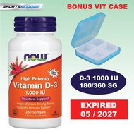 Vitamin D-3 1000 IU Contents 180 360 Softgel Now Foods Original
