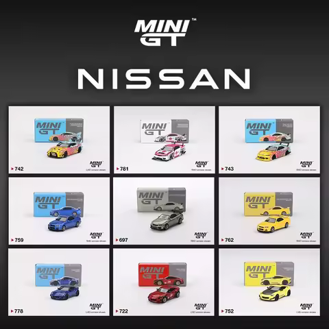 MINIGT 1:64 Nissan Z Skyline GTR R34 V SPEC LBWK R35 Silvia S15 KUMA Diecast Diorama Model Collectio