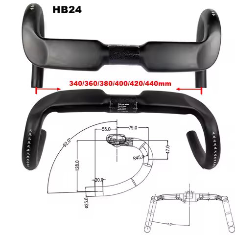 BIKEDOC HB24 Carbon fiber Road Cycling Handle 340mm Track Bicycle Handlebar Carbon Bike Handlebar UD