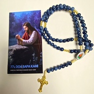 Rosary Necklace 77 Our Father Acrylic Marble Dark Gold - Prayer 77x Our Father Plus Guide Book