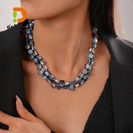 DOHOHPH Colorful Necklace, Elegant Double-layer Beaded Necklace, Fashion Exaggerate Irregular Jewelr