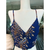 Chest 30-38" Built-In Foam Blue Crop Top N1