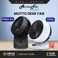 (Sirim) ALPHA MOTTO DT360 G2 DT60 Desk Fan AC Motor Remote Control 4 Speed 3 ABS Blade Fans Timer Ki