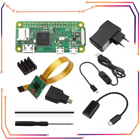 Raspberry Pi Zero/Zero W Starter Kit 5MP Camera +RPI Zero W ABS Case+Heat Sink+ 5V2A Power Adapter+A