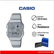 Casio A130WE-7A Vintage Silver Dial Silver Stainless Steel Band Unisex Watch