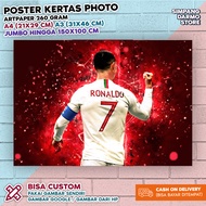 Poster Cristiano Ronaldo CR7 Ukuran A4 A3 Besar Kecil Bisa Custom Foto lewat chat seller | Serie A L