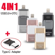 4 in 1 Flash Drive for iPhone ipad Android Phones Type C Device 128GB 64GB 32GB 16GB USB C Photo Stick USB 3.0 Pen Drive OTG