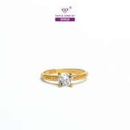 Yaxiya Cincin Solitaire Permata Perhiasan Lapis Emas 18K 666