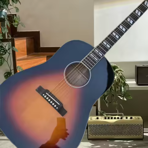 Sunset J45 Series Acoustic Guitar Solid Top Mahogany Body Rosewood Fingerboard Fixed Bridge Clear So
