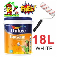 ( PROMOSI HEBAT ) 18L Dulux Paint Easy Clean ( WHITE ) For Interior Matt Finish ( FREE 7" ROLLER SET