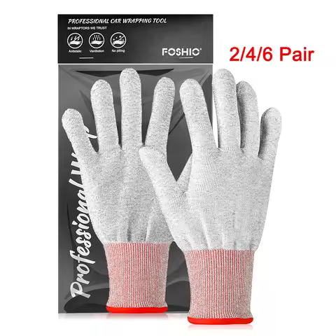 FOSHIO 2/6 Pairs of Carbon Fiber Work Gloves Anti-Cut Mitten Hand Protector Window Film Tinting Car 