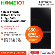 Hitachi 4 Door French Bottom Freezer Fridge 569L R-WB640V0MS