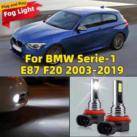 2pcs 80W H11 H8 Led Fog Lights Canbus H16 H9 Car Bulb 6000K White Lamp For BMW Serie-1 E87 F20 2003