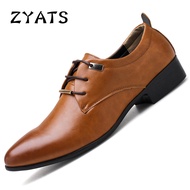 ZYATS Men's Business Leather Shoes Breathable High-quality Men's Fashion Formal Shoes Large Size 38-48 Brown