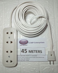 45 meters Heavy Duty Extension Cord wire (4)Four Gang flat cord #16 white wire
