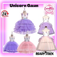 Unicorn Costume Dress Kids Girls Children Dress Clothes Fashion 3-9y/Baju Budak Kanak perempuan Unicorn