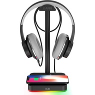 KAFRI RGB Headphone Stand with Wireless Charger Desk Gaming Headset Holder Hanger Rack with 10W/7.5W