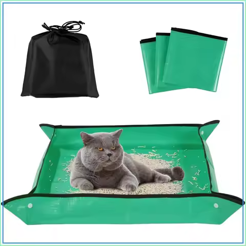 3 Pcs Portable Travel Litter Box for Cats, Foldable and Packable Cat Carrier with Litter Box for Car