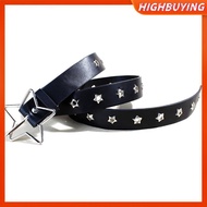 HIGHBUYING Creative Star Eye Rivet Belt Goth Style Pin Bule Man/woman Fashion Casual Punk Style Pu L