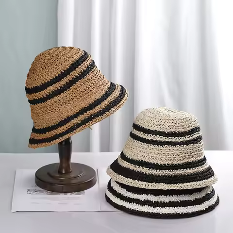 2022 Patchwork visor Straw hat beach hats women's summer hat 2022 summer straw hat Caps jacquemus ha